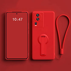 Coque Ultra Fine Silicone Souple Housse Etui avec Support pour Vivo iQOO Neo7 5G Rouge