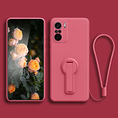 Coque Ultra Fine Silicone Souple Housse Etui avec Support pour Xiaomi Mi 11X 5G Rose Rouge
