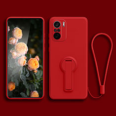 Coque Ultra Fine Silicone Souple Housse Etui avec Support pour Xiaomi Mi 11X 5G Rouge
