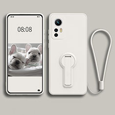Coque Ultra Fine Silicone Souple Housse Etui avec Support pour Xiaomi Mi 12 5G Blanc