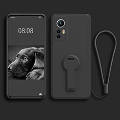 Coque Ultra Fine Silicone Souple Housse Etui avec Support pour Xiaomi Mi 12 Pro 5G Noir