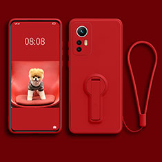 Coque Ultra Fine Silicone Souple Housse Etui avec Support pour Xiaomi Mi 12 Pro 5G Rouge