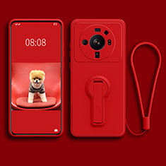 Coque Ultra Fine Silicone Souple Housse Etui avec Support pour Xiaomi Mi 12 Ultra 5G Rouge