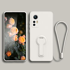 Coque Ultra Fine Silicone Souple Housse Etui avec Support pour Xiaomi Mi 12T 5G Blanc