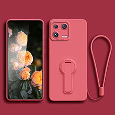 Coque Ultra Fine Silicone Souple Housse Etui avec Support pour Xiaomi Mi 13 Pro 5G Rose Rouge