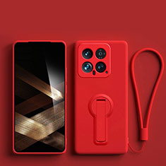 Coque Ultra Fine Silicone Souple Housse Etui avec Support pour Xiaomi Mi 14 Pro 5G Rouge