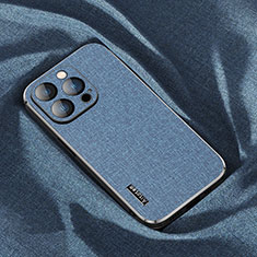 Coque Ultra Fine Silicone Souple Housse Etui Tissu AT1 pour Apple iPhone 13 Pro Max Bleu