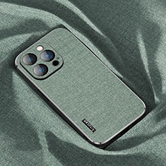 Coque Ultra Fine Silicone Souple Housse Etui Tissu AT1 pour Apple iPhone 13 Pro Vert