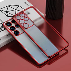 Coque Ultra Fine TPU Souple Housse Etui Transparente C02 pour Samsung Galaxy S21 Ultra 5G Rouge