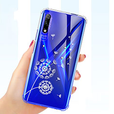 Coque Ultra Fine TPU Souple Housse Etui Transparente Fleurs pour Huawei Honor 9X Bleu
