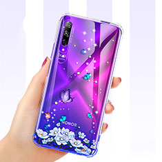 Coque Ultra Fine TPU Souple Housse Etui Transparente Fleurs pour Huawei Honor 9X Pro Violet