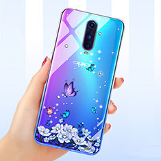 Coque Ultra Fine TPU Souple Housse Etui Transparente Fleurs pour Oppo RX17 Pro Bleu