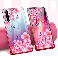 Coque Ultra Fine TPU Souple Housse Etui Transparente Fleurs pour Xiaomi Redmi Note 8 (2021) Rose Rouge