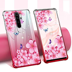 Coque Ultra Fine TPU Souple Housse Etui Transparente Fleurs pour Xiaomi Redmi Note 8 Pro Rose