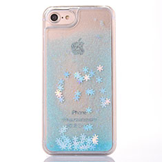 Coque Ultra Fine TPU Souple Housse Etui Transparente Fleurs T01 pour Apple iPhone 7 Bleu Ciel