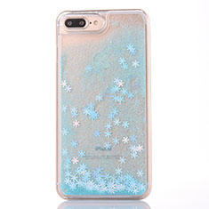 Coque Ultra Fine TPU Souple Housse Etui Transparente Fleurs T01 pour Apple iPhone 7 Plus Bleu Ciel