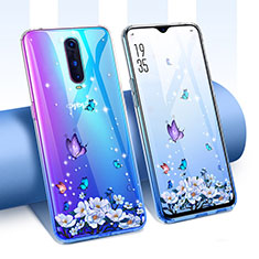 Coque Ultra Fine TPU Souple Housse Etui Transparente Fleurs T01 pour Oppo RX17 Pro Bleu