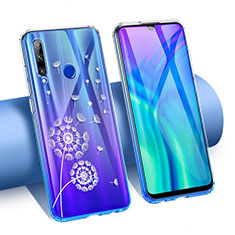 Coque Ultra Fine TPU Souple Housse Etui Transparente Fleurs T02 pour Huawei P Smart+ Plus (2019) Bleu