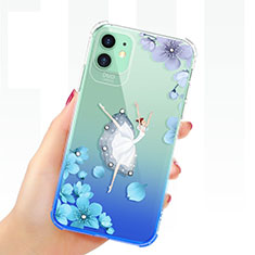 Coque Ultra Fine TPU Souple Housse Etui Transparente Fleurs T03 pour Apple iPhone 11 Bleu