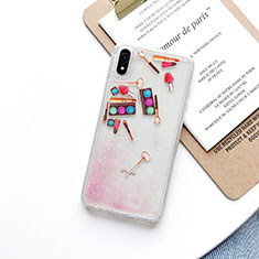 Coque Ultra Fine TPU Souple Housse Etui Transparente Fleurs T11 pour Apple iPhone XR Rose