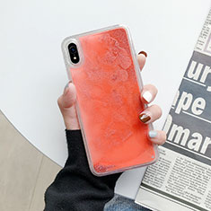 Coque Ultra Fine TPU Souple Housse Etui Transparente Fleurs T12 pour Apple iPhone XR Orange