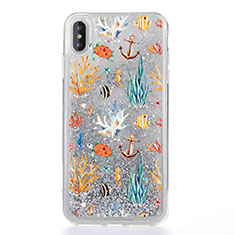 Coque Ultra Fine TPU Souple Housse Etui Transparente Fleurs T17 pour Apple iPhone X Blanc