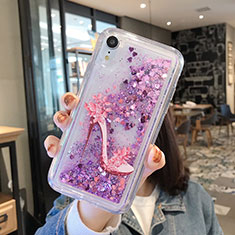 Coque Ultra Fine TPU Souple Housse Etui Transparente Fleurs T21 pour Apple iPhone XR Violet