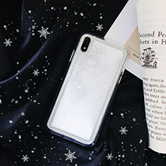 Coque Ultra Fine TPU Souple Housse Etui Transparente Fleurs T23 pour Apple iPhone XR Blanc
