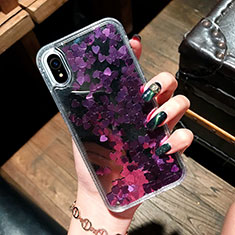 Coque Ultra Fine TPU Souple Housse Etui Transparente Fleurs T26 pour Apple iPhone XR Violet