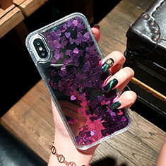 Coque Ultra Fine TPU Souple Housse Etui Transparente Fleurs T26 pour Apple iPhone Xs Violet