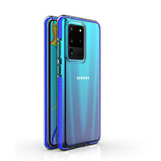 Coque Ultra Fine TPU Souple Housse Etui Transparente H01 pour Samsung Galaxy S20 Ultra 5G Bleu