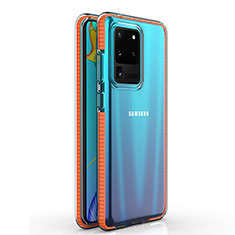 Coque Ultra Fine TPU Souple Housse Etui Transparente H01 pour Samsung Galaxy S20 Ultra 5G Orange