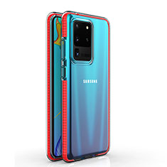 Coque Ultra Fine TPU Souple Housse Etui Transparente H01 pour Samsung Galaxy S20 Ultra 5G Rouge