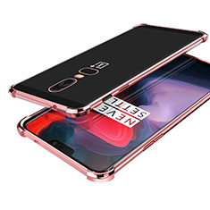 Coque Ultra Fine TPU Souple Housse Etui Transparente H02 pour OnePlus 6 Or Rose