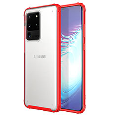 Coque Ultra Fine TPU Souple Housse Etui Transparente H02 pour Samsung Galaxy S20 Ultra 5G Rouge