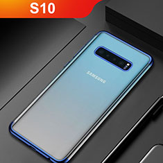 Coque Ultra Fine TPU Souple Housse Etui Transparente H07 pour Samsung Galaxy S10 Bleu