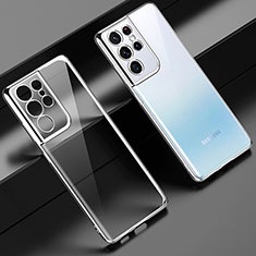 Coque Ultra Fine TPU Souple Housse Etui Transparente H08 pour Samsung Galaxy S21 Ultra 5G Argent