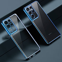 Coque Ultra Fine TPU Souple Housse Etui Transparente H08 pour Samsung Galaxy S21 Ultra 5G Bleu