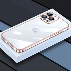 Coque Ultra Fine TPU Souple Housse Etui Transparente LD4 pour Apple iPhone 13 Pro Or Rose