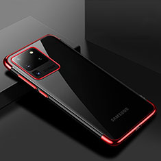 Coque Ultra Fine TPU Souple Housse Etui Transparente S01 pour Samsung Galaxy S20 Ultra 5G Rouge