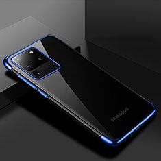 Coque Ultra Fine TPU Souple Housse Etui Transparente S01 pour Samsung Galaxy S20 Ultra Bleu