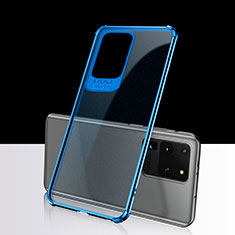 Coque Ultra Fine TPU Souple Housse Etui Transparente S02 pour Samsung Galaxy S20 Ultra 5G Bleu