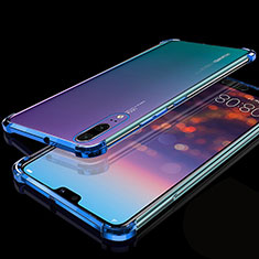 Coque Ultra Fine TPU Souple Housse Etui Transparente S05 pour Huawei P20 Bleu