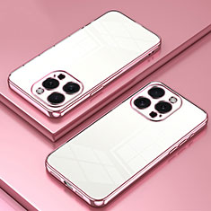 Coque Ultra Fine TPU Souple Housse Etui Transparente SY1 pour Apple iPhone 15 Pro Max Or Rose
