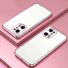 Coque Ultra Fine TPU Souple Housse Etui Transparente SY1 pour Oppo Find X5 Pro 5G Or Rose