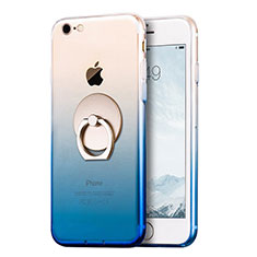 Coque Ultra Fine Transparente Souple Degrade et Support Bague Anneau pour Apple iPhone 8 Bleu