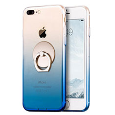 Coque Ultra Fine Transparente Souple Degrade et Support Bague Anneau pour Apple iPhone 8 Plus Bleu