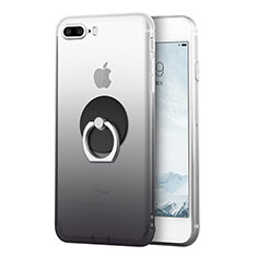 Coque Ultra Fine Transparente Souple Degrade et Support Bague Anneau pour Apple iPhone 8 Plus Gris