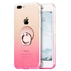 Coque Ultra Fine Transparente Souple Degrade et Support Bague Anneau pour Apple iPhone 8 Plus Rose