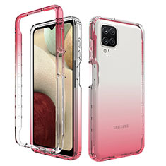 Coque Ultra Fine Transparente Souple Housse Etui 360 Degres Avant et Arriere Degrade JX1 pour Samsung Galaxy A12 Rose Rouge